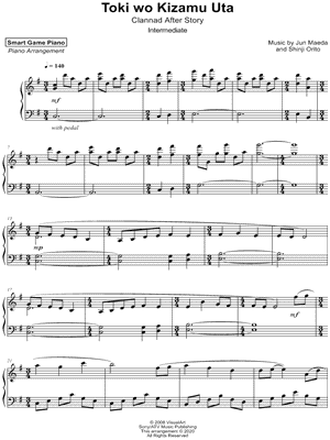 Toki Wo Kizamu Uta Full SOLO Piano Adaptation [IA/Clannad Opening] Sheet  music for Piano (Piano Duo)