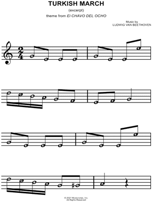 Ludwig Van Beethoven - Turkish March [excerpt] - (theme from El Chavo del Ocho) - Sheet Music (Digital Download)