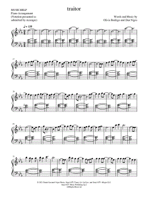 The Traitor sheet music for voice, piano or guitar (PDF)