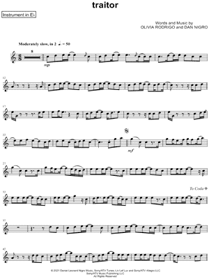 Flute Sheet Music: traitor - Olivia Rodrigo