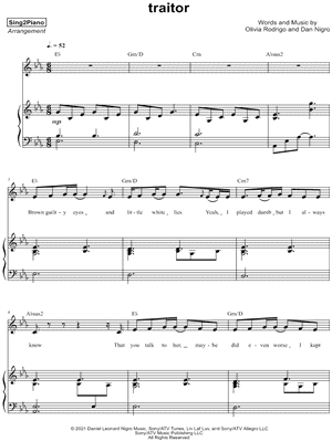 traitor Sheet Music - 36 Arrangements Available Instantly