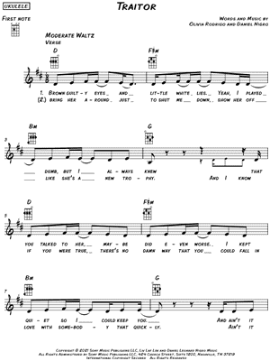 Traitor - Olivia Rodrigo CHORDS  Ukulele songs, Ukulele chords