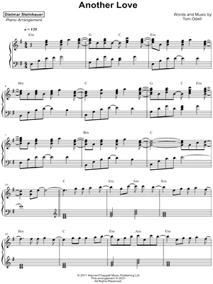 Another love – Tom Odell (Cello) Sheet music for Piano, Vocals, Cello  (Mixed Quartet)