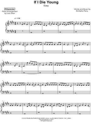 PHianonize "If I Die Young [easy]" Sheet Music (Piano Solo) E Major - Download & - SKU: MN0239175