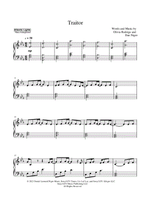 traitor (Piano, Vocal & Guitar Chords (Right-Hand Melody)) - Print Now