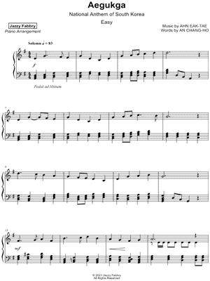 Tonghai moolkwa Paiktusani [easy] Sheet Music by Jazzy Fabbry - Piano Solo