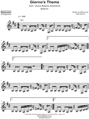 JoJo's Bizarre Adventure Golden Wind OST:Giorno's theme Sheet music for  Piano (Solo)