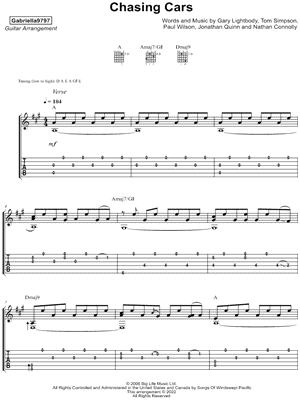 Chasing Cars Sheet Music - 33 Arrangements Available Instantly