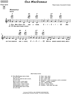 Old MacDonald Had a Farm - Chords, Tabs and Sheet Music