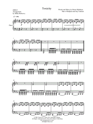 Toxicity - System of a Down Sheet music for Piano (Solo