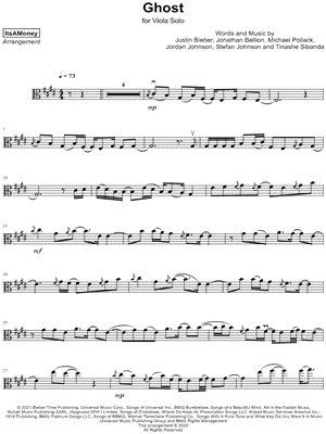 Ghost – Justin Bieber + Lyrics Sheet music for Piano (Solo) Easy