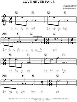 Your Love Never Fails sheet music for piano solo (PDF)