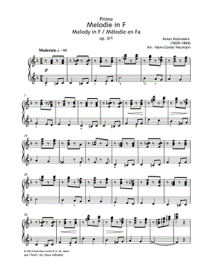 Download Anton Rubinstein 'Melody' Sheet Music, Chords & Lyrics