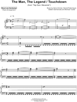 The Man, The Legend / Touchdown (from Top Gun: Maverick) sheet music for  piano solo