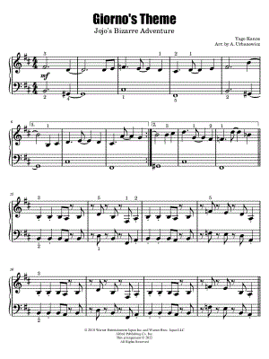 JoJo's Bizarre Adventure Golden Wind OST:Giorno's theme Sheet music for  Piano (Solo)