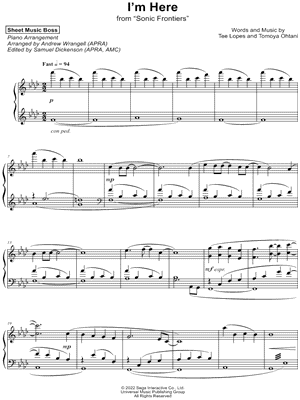 Sheet Music Boss I'm Here Sheet Music (Piano Solo) in F Minor