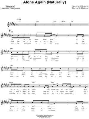 Alone Again (Naturally) (Guitar Chords/Lyrics) for Leadsheets - Sheet Music  to Print