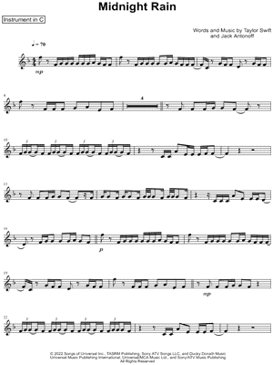 Glitch Sheet Music, Taylor Swift