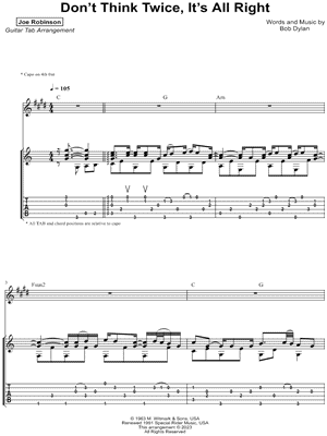 DON'T THINK TWICE Sheet music for Guitar (Solo)