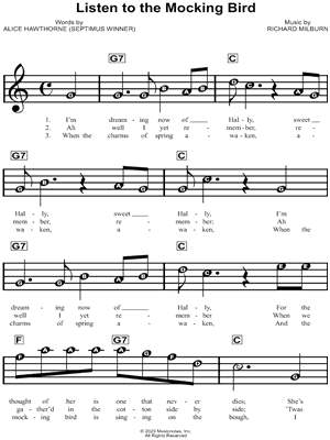 Listen to the Mocking-Bird Sheet music for Viola 