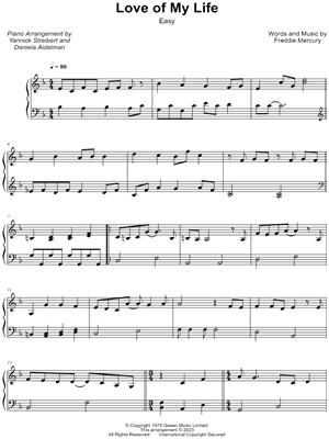 Queen Love of My Life Sheet Music in F Major (transposable