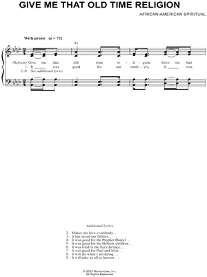 Give Me That) Old-Time Religion (Lead sheet with lyrics ) Sheet music for  Piano (Solo) Easy