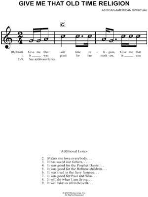 Old-Time Religion - Christian Gospel Song Lyrics and Chords