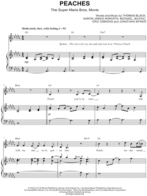 Peaches from 'The Super Mario Bros. Movie' Sheet Music in B Minor  (transposable) - Download & Print - SKU: MN0273268