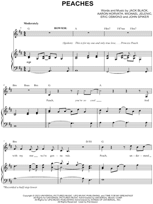 Peaches (From The Super Mario Bros. Movie) Sheet Music Download By Jack  Black For Easy Piano