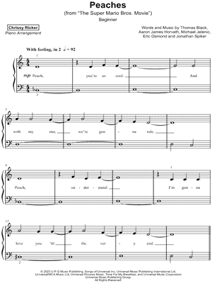 Peaches-Partitura-Piano-SUPER MARIO BROS-PDF-Peaches-Partitura-Piano-PDF-Bm  en 2023