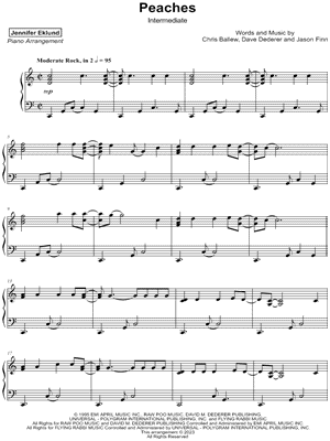 Peaches (for violin) [with fingerings] - Jack Black Sheet music