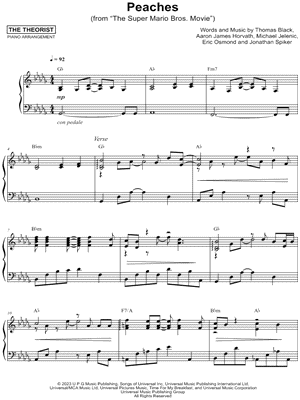 ☆ Jack Black-The Super Mario Bros. Movie - Peaches Sheet Music pdf, - Free  Score Download ☆