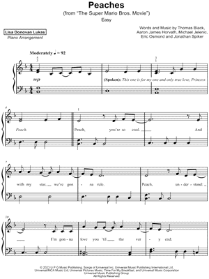 PEACHES (C) (THE SUPER MARIO BROS. MOVIE) Sheet music for Piano, Flute  (Solo)