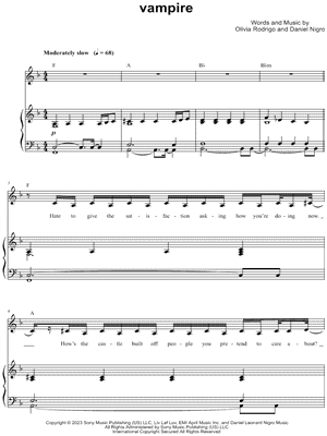 Traitor – Olivia Rodrigo Sheet music for Soprano, Alto, Vocals