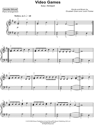 Video Games sheet music for guitar (chords) (PDF)