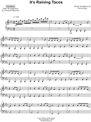 Free Its Raining Tacos by Parry Gripp sheet music