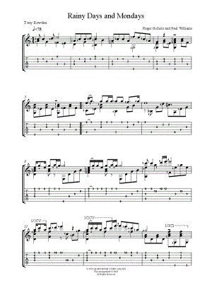 Rainy Days And Mondays sheet music for voice and piano (PDF)