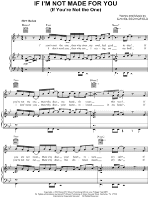 If I'm Not Made for You by Daniel Bedingfield - Sheet Music