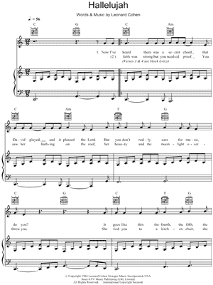 The Traitor Sheet Music, Leonard Cohen