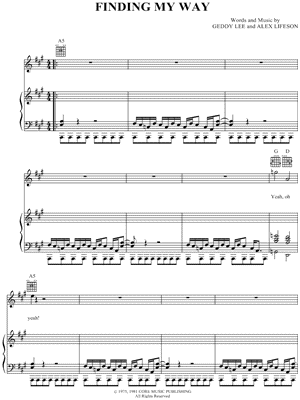 Finding My Way by Rush - Sheet Music