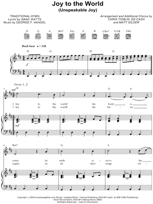 Joy to the World (Unspeakable Joy) NO CAPO guitar chords 