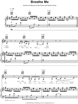 Imogen Heap Hide and Seek Sheet Music in A Major (transposable) -  Download & Print - SKU: MN0170923