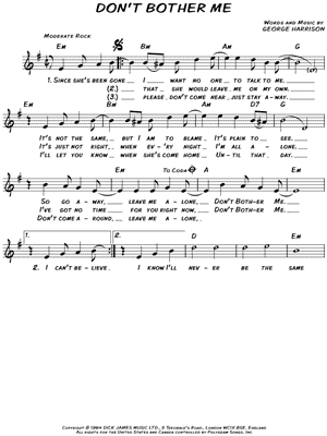 Don't Bother Me by The Beatles - Sheet Music