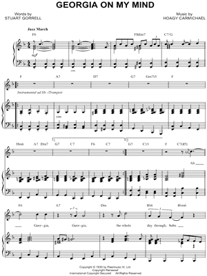 Georgia on My Mind by Louis Armstrong - Sheet Music