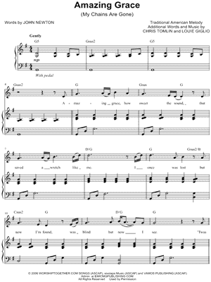 Amazing Grace Easy Tin Whistle  Flute Sheet Music - Irish folk songs