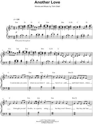 Another Love Tom Odell Sheet Music to download and print