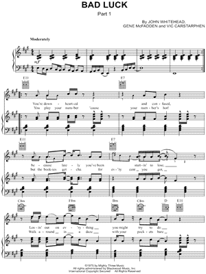 Bad Luck by Harold Melvin and the Blue Notes - Sheet Music