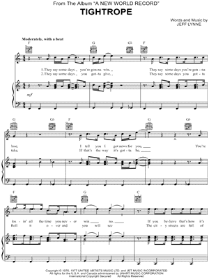 Tightrope by Electric Light Orchestra - Sheet Music