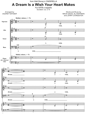 A Dream Is a Wish Your Heart Makes from Cinderella [1950] - Sheet Music