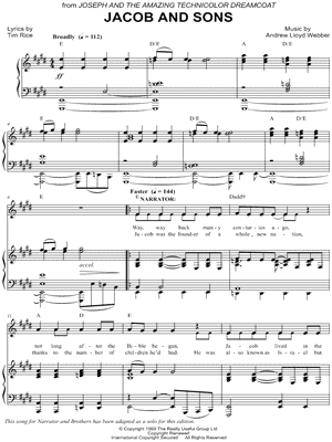 Joseph and the amazing technicolor sales dreamcoat jacob and sons lyrics